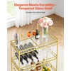 image:imageVEVOR Bar Cart 2 Tiers Home Kitchen Serving Carts Modern Rolling Utility Station on Wheels Drink Beverage Trolley with Mirrored Glass Shelves Wine Rack Glass Holder for Living Dining Room GoldGold