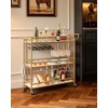 image:imageVEVOR Bar Cart 2 Tiers Home Kitchen Serving Carts Modern Rolling Utility Station on Wheels Drink Beverage Trolley with Mirrored Glass Shelves Wine Rack Glass Holder for Living Dining Room GoldGold