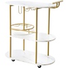 image:imageVEVOR Bar Cart 2 Tiers Home Kitchen Serving Carts Modern Rolling Utility Station on Wheels Drink Beverage Trolley with Mirrored Glass Shelves Wine Rack Glass Holder for Living Dining Room GoldGold