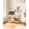 image:imageVEVOR Bar Cart 2 Tiers Home Kitchen Serving Carts Modern Rolling Utility Station on Wheels Drink Beverage Trolley with Mirrored Glass Shelves Wine Rack Glass Holder for Living Dining Room GoldGold