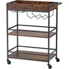 image:imageVEVOR Bar Cart 2 Tiers Home Kitchen Serving Carts Modern Rolling Utility Station on Wheels Drink Beverage Trolley with Mirrored Glass Shelves Wine Rack Glass Holder for Living Dining Room GoldRustic Brown and Black