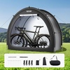 image:imageVEVOR Bike Tent 4 to 5 Bikes Outdoor Spacious Bike Storage Tent with Ventilated Window Waterproof FanShaped Bike Tent with High Strength Fiberglass amp Double Door Fit for BicycleBlack Curved top  XXXL for 56 Bikes w 2 Doors