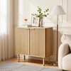 image:imageVEVOR Buffet Cabinet Sideboard Cabinet with 2Tier Storage Coffee Bar Cabinet with Adjustable Shelves Fluted Sideboard Buffet for Hallway Entryway Living Room or Kitchen Oak2pcsOak