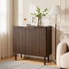 image:imageVEVOR Buffet Cabinet Sideboard Cabinet with 2Tier Storage Coffee Bar Cabinet with Adjustable Shelves Fluted Sideboard Buffet for Hallway Entryway Living Room or Kitchen Oak2pcsWalnut