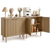 image:imageVEVOR Buffet Cabinet Sideboard Cabinet with 2Tier Storage Coffee Bar Cabinet with Adjustable Shelves Fluted Sideboard Buffet for Hallway Entryway Living Room or Kitchen Oak2pcsOak