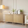 image:imageVEVOR Buffet Cabinet Sideboard Cabinet with 2Tier Storage Coffee Bar Cabinet with Adjustable Shelves Fluted Sideboard Buffet for Hallway Entryway Living Room or Kitchen Oak2pcsOak