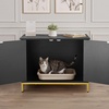 image:imageVEVOR Cat Litter Box Enclosure Furniture 276 in Hidden Litter Box Cabinet with Metal Legs amp Handle Modern Style Cat Washroom House End Table Fit Most of Litterbox for Bedroom Living RoomBlack