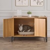 image:imageVEVOR Cat Litter Box Enclosure Furniture 276 in Hidden Litter Box Cabinet with Metal Legs amp Handle Modern Style Cat Washroom House End Table Fit Most of Litterbox for Bedroom Living RoomNatural wood colour
