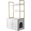 image:imageVEVOR Cat Litter Box Enclosure Furniture 276 in Hidden Litter Box Cabinet with Metal Legs amp Handle Modern Style Cat Washroom House End Table Fit Most of Litterbox for Bedroom Living RoomWhite