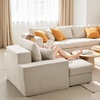 image:imageVEVOR Chaise Lounge Chair 49 Boneless Modular Chaise Lounge Indoor Oversized Corduroy Reading Chair with Throw Pillows amp Armrests Deep Seat Sofa Couch Sleeper for Living Room Bedroom GreyBeige