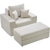 image:imageVEVOR Chaise Lounge Chair 49 Boneless Modular Chaise Lounge Indoor Oversized Corduroy Reading Chair with Throw Pillows amp Armrests Deep Seat Sofa Couch Sleeper for Living Room Bedroom GreyBeige