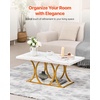 image:imageVEVOR Coffee Table Modern Faux Marble Coffee Table Large 2Tier Rectangle Center Desk with Geometric Legs Minimalist Sturdy Metal Frame Accent End Desk for Living Room Office Easy Assembly White393 Inch