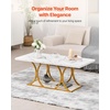 image:imageVEVOR Coffee Table Modern Faux Marble Coffee Table Large 2Tier Rectangle Center Desk with Geometric Legs Minimalist Sturdy Metal Frame Accent End Desk for Living Room Office Easy Assembly White472 Inch