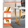 image:imageVEVOR Executive Desk 63 W x 315 D Large Office Desk Modern Computer Table Conference Meeting Room Table Business Furniture Enlarged Desktop for Home Office White and GoldWhitegold