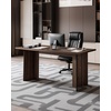 image:imageVEVOR Executive Desk 63 W x 315 D Large Office Desk Modern Computer Table Conference Meeting Room Table Business Furniture Enlarged Desktop for Home Office White and GoldWalnut