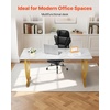 image:imageVEVOR Executive Desk 63 W x 315 D Large Office Desk Modern Computer Table Conference Meeting Room Table Business Furniture Enlarged Desktop for Home Office White and GoldWhitegold