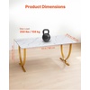image:imageVEVOR Executive Desk 63 W x 315 D Large Office Desk Modern Computer Table Conference Meeting Room Table Business Furniture Enlarged Desktop for Home Office White and GoldWhitegold