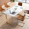 image:imageVEVOR Executive Desk 63 W x 315 D Large Office Desk Modern Computer Table Conference Meeting Room Table Business Furniture Enlarged Desktop for Home Office White and GoldWhitegold