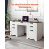 image:imageVEVOR Executive Desk 63 W x 315 D Large Office Desk Modern Computer Table Conference Meeting Room Table Business Furniture Enlarged Desktop for Home Office White and GoldWhite