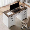 image:imageVEVOR Executive Desk 63 W x 315 D Large Office Desk Modern Computer Table Conference Meeting Room Table Business Furniture Enlarged Desktop for Home Office White and GoldWhite