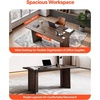 image:imageVEVOR Executive Desk 63 W x 315 D Large Office Desk Modern Computer Table Conference Meeting Room Table Business Furniture Enlarged Desktop for Home Office White and GoldWalnut