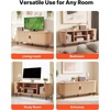 image:imageVEVOR Fluted TV Stand for TVs up to 65 inch MidCentury Modern Entertainment Center Media Console with Storage Cabinet and Sliding Tambour Door Boho Television Stand for Living Room Bedroom OakNatural
