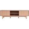 image:imageVEVOR Fluted TV Stand for TVs up to 65 inch MidCentury Modern Entertainment Center Media Console with Storage Cabinet and Sliding Tambour Door Boho Television Stand for Living Room Bedroom OakWood