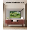 image:imageVEVOR Fluted TV Stand for TVs up to 65 inch MidCentury Modern Entertainment Center Media Console with Storage Cabinet and Sliding Tambour Door Boho Television Stand for Living Room Bedroom OakBrown With Drawer