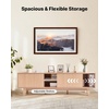 image:imageVEVOR Fluted TV Stand for TVs up to 65 inch MidCentury Modern Entertainment Center Media Console with Storage Cabinet and Sliding Tambour Door Boho Television Stand for Living Room Bedroom OakWood