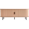 image:imageVEVOR Fluted TV Stand for TVs up to 65 inch MidCentury Modern Entertainment Center Media Console with Storage Cabinet and Sliding Tambour Door Boho Television Stand for Living Room Bedroom OakNatural