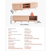 image:imageVEVOR Fluted TV Stand for TVs up to 65 inch MidCentury Modern Entertainment Center Media Console with Storage Cabinet and Sliding Tambour Door Boho Television Stand for Living Room Bedroom OakWood