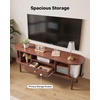 image:imageVEVOR Fluted TV Stand for TVs up to 65 inch MidCentury Modern Entertainment Center Media Console with Storage Cabinet and Sliding Tambour Door Boho Television Stand for Living Room Bedroom OakBrown With Drawer