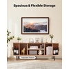 image:imageVEVOR Fluted TV Stand for TVs up to 65 inch MidCentury Modern Entertainment Center Media Console with Storage Cabinet and Sliding Tambour Door Boho Television Stand for Living Room Bedroom OakNatural