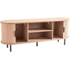 image:imageVEVOR Fluted TV Stand for TVs up to 65 inch MidCentury Modern Entertainment Center Media Console with Storage Cabinet and Sliding Tambour Door Boho Television Stand for Living Room Bedroom OakNatural