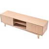 image:imageVEVOR Fluted TV Stand for TVs up to 65 inch MidCentury Modern Entertainment Center Media Console with Storage Cabinet and Sliding Tambour Door Boho Television Stand for Living Room Bedroom OakWood