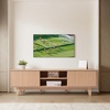 image:imageVEVOR Fluted TV Stand for TVs up to 65 inch MidCentury Modern Entertainment Center Media Console with Storage Cabinet and Sliding Tambour Door Boho Television Stand for Living Room Bedroom OakWood