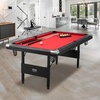image:imageVEVOR Folding Pool TablePortable Billiards Tables Foldable SpaceSaving Entertainment Game Set Includes Ball Cue Rack Chalk Brush Brown with Bule Cloth for Family Use Recreation Roomblackred