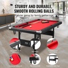 image:imageVEVOR Folding Pool TablePortable Billiards Tables Foldable SpaceSaving Entertainment Game Set Includes Ball Cue Rack Chalk Brush Brown with Bule Cloth for Family Use Recreation Roomblackred