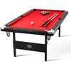 image:imageVEVOR Folding Pool TablePortable Billiards Tables Foldable SpaceSaving Entertainment Game Set Includes Ball Cue Rack Chalk Brush Brown with Bule Cloth for Family Use Recreation Roomblackred