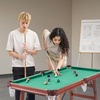 image:imageVEVOR Folding Pool TablePortable Billiards Tables Foldable SpaceSaving Entertainment Game Set Includes Ball Cue Rack Chalk Brush Brown with Bule Cloth for Family Use Recreation RoomGreen