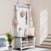 image:imageVEVOR Hall Tree Entryway Bench Coat Rack with Shoe Storage 32 Wide Mudroom Bench with Seating and Adjustable Shelves 5 Hanging Hooks and 4 Storage Drawers for Mudroom Entryway Hallway32 Width