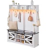 image:imageVEVOR Hall Tree Entryway Bench Coat Rack with Shoe Storage 32 Wide Mudroom Bench with Seating and Adjustable Shelves 5 Hanging Hooks and 4 Storage Drawers for Mudroom Entryway Hallway59 Width
