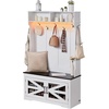 image:imageVEVOR Hall Tree Entryway Bench Coat Rack with Shoe Storage 32 Wide Mudroom Bench with Seating and Adjustable Shelves 5 Hanging Hooks and 4 Storage Drawers for Mudroom Entryway Hallway42 Width