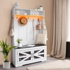 image:imageVEVOR Hall Tree Entryway Bench Coat Rack with Shoe Storage 32 Wide Mudroom Bench with Seating and Adjustable Shelves 5 Hanging Hooks and 4 Storage Drawers for Mudroom Entryway Hallway42 Width
