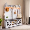 image:imageVEVOR Hall Tree Entryway Bench Coat Rack with Shoe Storage 32 Wide Mudroom Bench with Seating and Adjustable Shelves 5 Hanging Hooks and 4 Storage Drawers for Mudroom Entryway Hallway59 Width