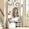 image:imageVEVOR Hall Tree with Bench and Shoe Storage 42 Wide Entryway Hall Tree with Bench Hanging Hooks Storage Shelves Adjustable Shoe Shelves Wooden Furniture for Mudroom Entryway Hallway White