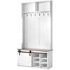 image:imageVEVOR Hall Tree with Bench and Shoe Storage 42 Wide Entryway Hall Tree with Bench Hanging Hooks Storage Shelves Adjustable Shoe Shelves Wooden Furniture for Mudroom Entryway Hallway White