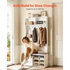 image:imageVEVOR Hall Tree with Bench and Shoe Storage 42 Wide Entryway Hall Tree with Bench Hanging Hooks Storage Shelves Adjustable Shoe Shelves Wooden Furniture for Mudroom Entryway Hallway White