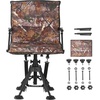 image:imageVEVOR Hunting Chair 360 Silent Swivel Foldable Portable Blind Chair HeavyDuty Steel Frame Ground Stool Seat with AntiSink Swivel Feet Height Adjustable 350 Lbs Capacity for Fishing CampingCamouflage Seat Cover