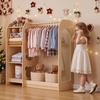 image:imageVEVOR Kids Dress Up Storage with Mirror Dress Up Closet Toddler Wardrobe Closet for Little Girls Armoire with Shelves amp Bottom Tray Costume Organizer Toddler Room Furniture for Bedroom NaturalWood
